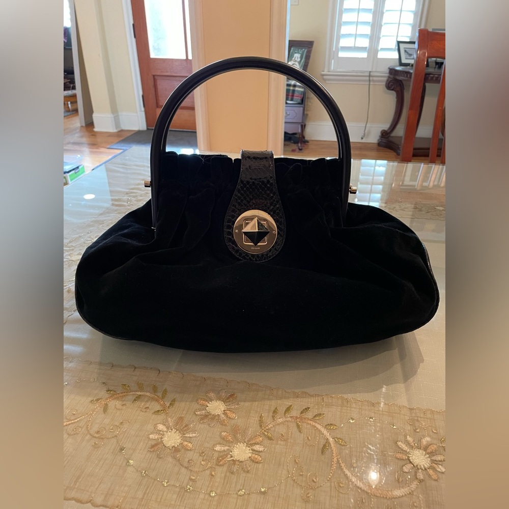 Kate spade black velvet slouched shoulder bag